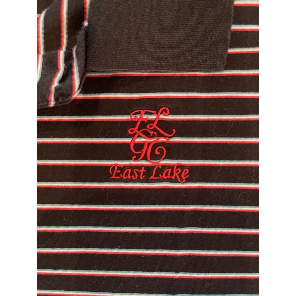 Peter Millar Men's Black Striped Polo‎ Shirt XXL East Lake Golf Club - Picture 2 of 5